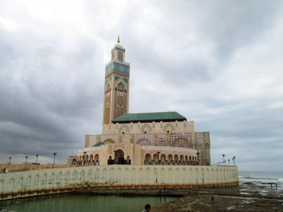 The exterior of Hassan II Mosque in Casablanca, Morocco
