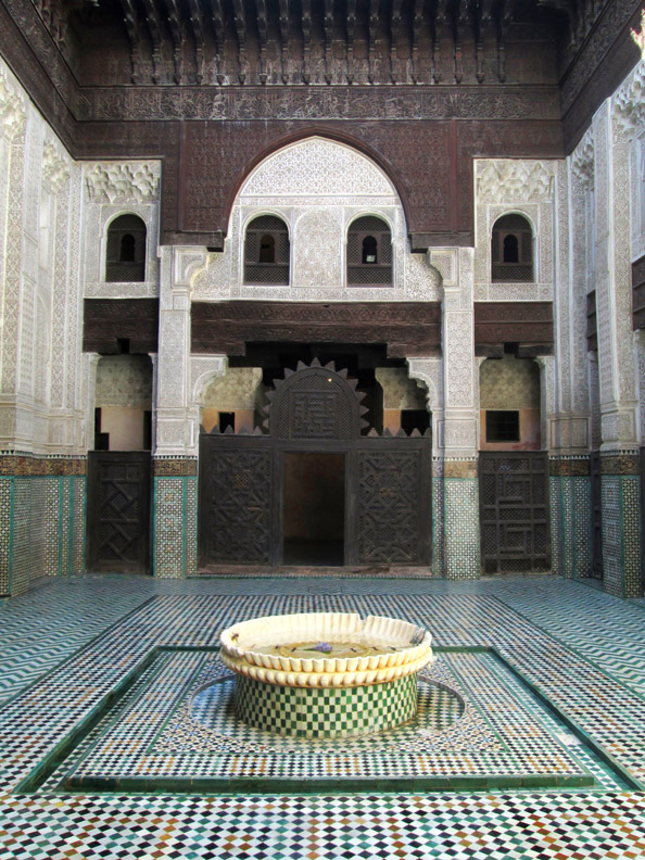 Central courtyard of Madrasa Bou Inania in Meknes Morocco