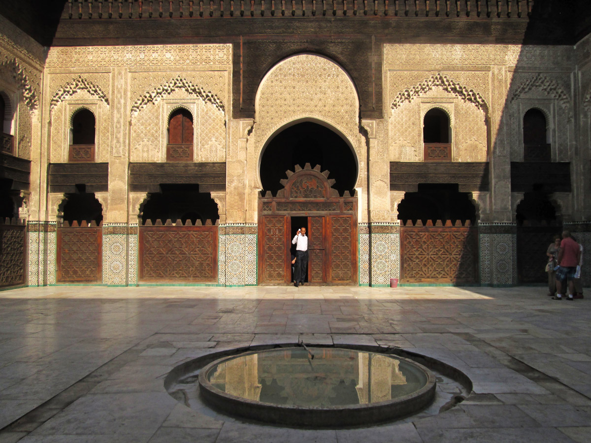 The central courtyard of the Medersa Bou Inania in Fes Morocco