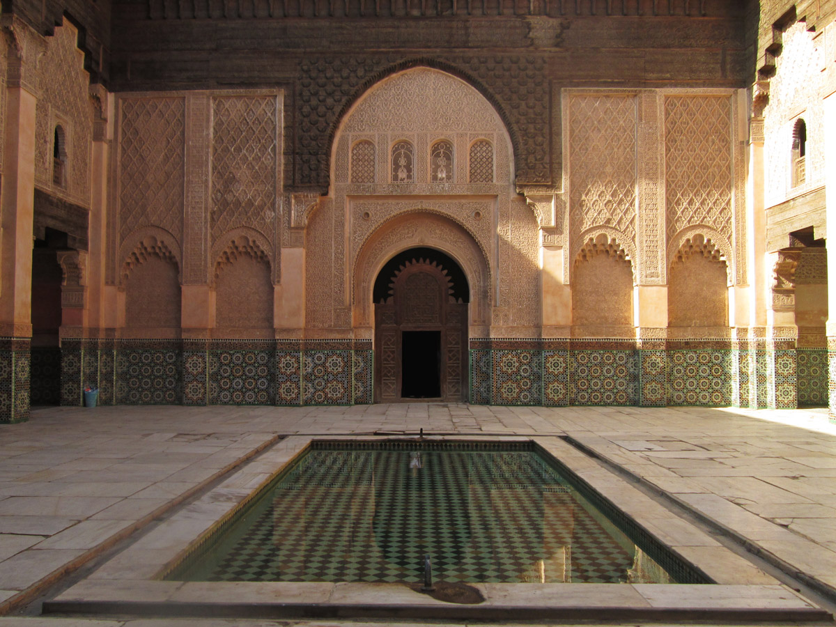 Courtyard of the Medersa Ali Ben Youssef in Marrakesh Morocco