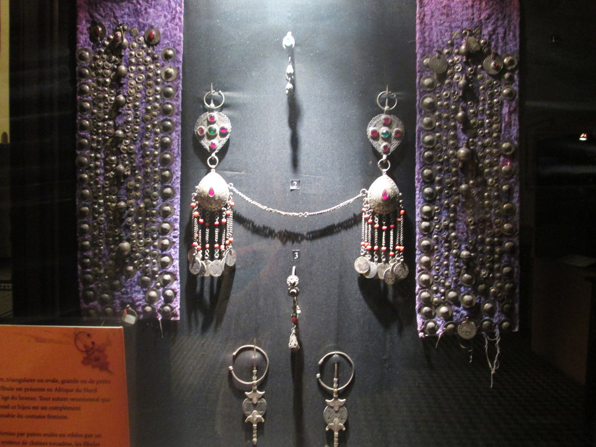 Berber jewelry on display at the Marrakech Museum in Marrakesh Morocco