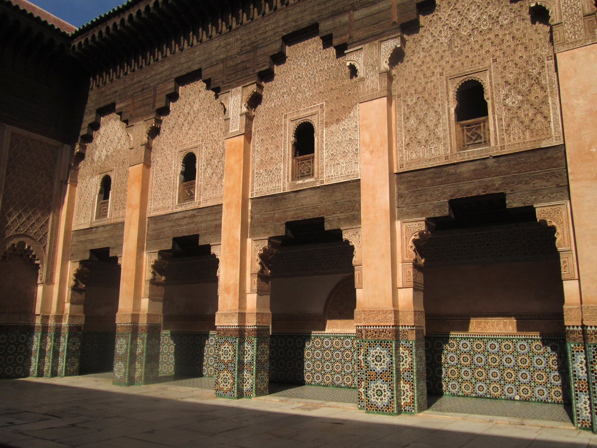 Courtyard of the Medersa Ali Ben Youssef in Marrakesh Morocco