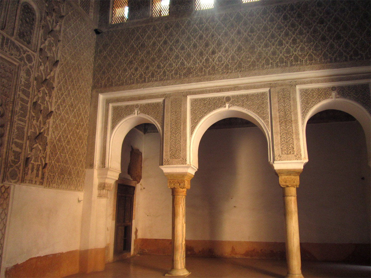 Courtyard of the Medersa Ali Ben Youssef in Marrakesh Morocco