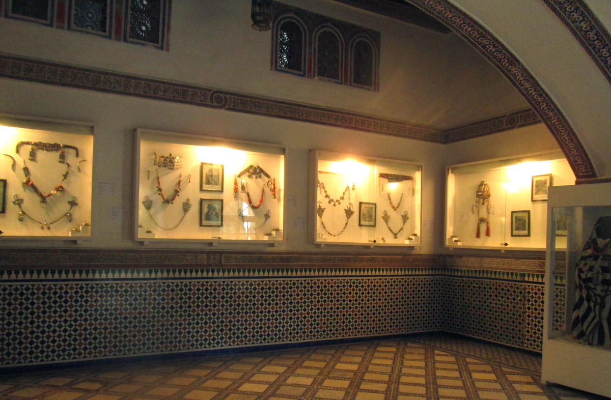 exhibits inside Dar Si Said Museum in Marrakesh Morocco