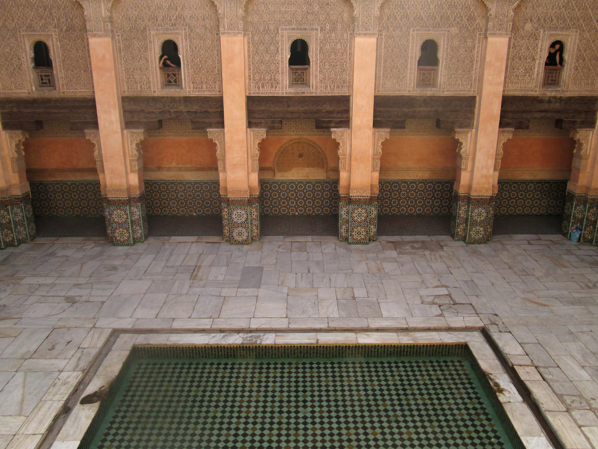 Courtyard of the Medersa Ali Ben Youssef in Marrakesh Morocco