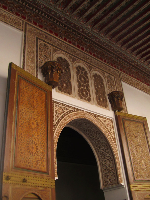 door in El Bahia Palace in Marrakesh Morocco