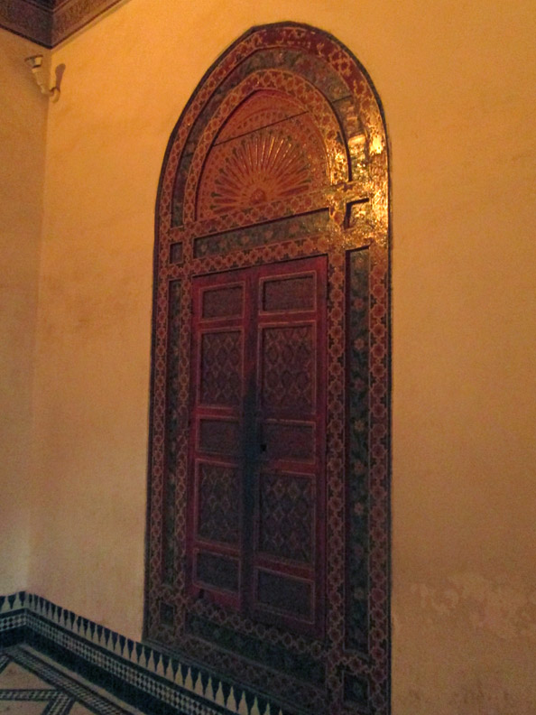 door in El Bahia Palace in Marrakesh Morocco