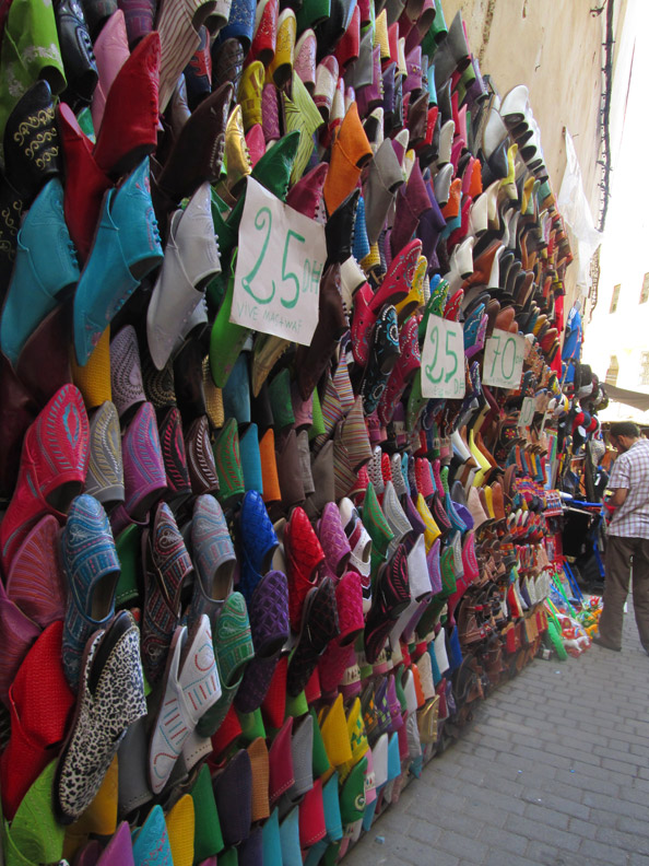 abouches for sale in the souks in Fes Morocco